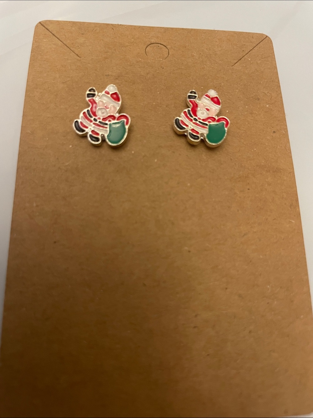 Kids Holiday Cat Enamel Stud Earrings - Red & Green